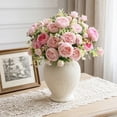 thumbnail image 6 of Artificial Peony Bouquet, Silk Flowers for Wedding Centerpiece, Faux Peony Arrangement for Home Table Vase Decor, Fake Flowers for Bridal Bouquet Party Decoration, 6 of 7