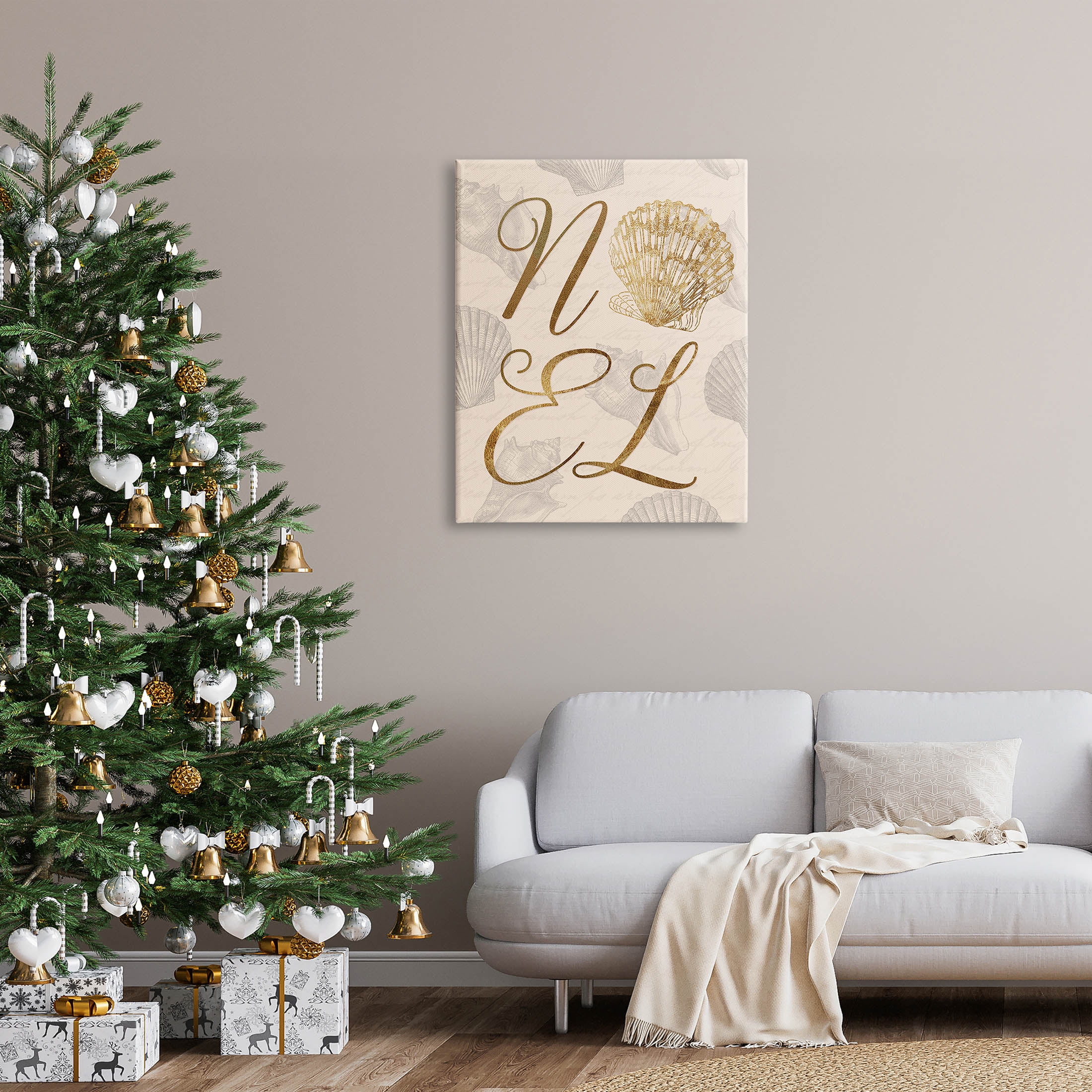 Noel Holiday Seashell Detail Holiday Graphic Art Gallery Wrapped Canvas Print Wall Art