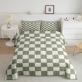 thumbnail image 2 of Erosebridal Plaid Comforter Set Toddler Beige Sage Green Checkerboard Quilt Set Geometric Checkered Bedding Set,Aesthetic Grid Duvet Set Modern Room Decor 2 Pcs, 2 of 7