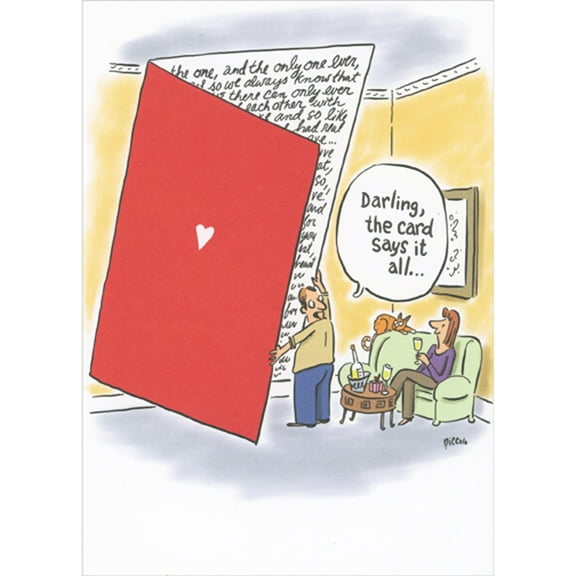 RSVP Darling, the Card Says it All: Man Holding Giant Card with Heart Valentine's Day Card for the One I Love