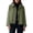 Army Green, variant on Lapel Button Down Cropped Jacket for Women, Plaid Cuff Detail, Elegant Casual Polyester Outerwear, 1 Piece, S-XXL, Plus Size Friendly