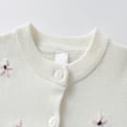 thumbnail image 5 of LYHaoo Girls Knit Cardigan Coat Jacket Hand Embroidered Floral Design Pure Casual Outerwear For Teen Girls Lightweight Spring Autumn Winter For 10 14 Year Sizes 1-2 Years White(Little Kid), 5 of 6