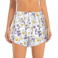 thumbnail image 2 of Vsdgher Daisies Flowers Print Women's Running Double Layer Shorts High Waisted with Pockets Elastic Yoga Workout Athletic Gym Sports, 2 of 8