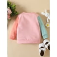 thumbnail image 3 of Franhais Baby Girls Sweatshirt, Long Sleeve Crew Neck Contrast Color Letters Flower Print Pullover, 3 of 7