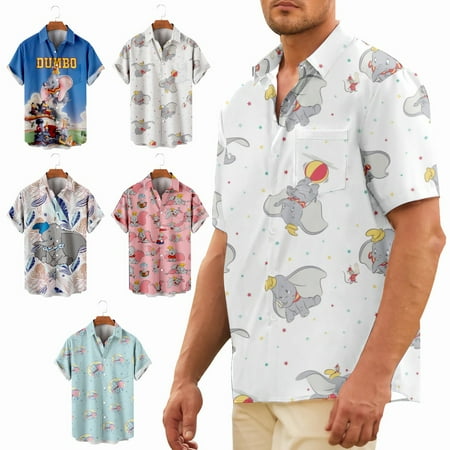 

Big & Tall Men Cartoon Collared Tees Comfortable Relaxed-Fit Bowling Shirts Up to 8XL