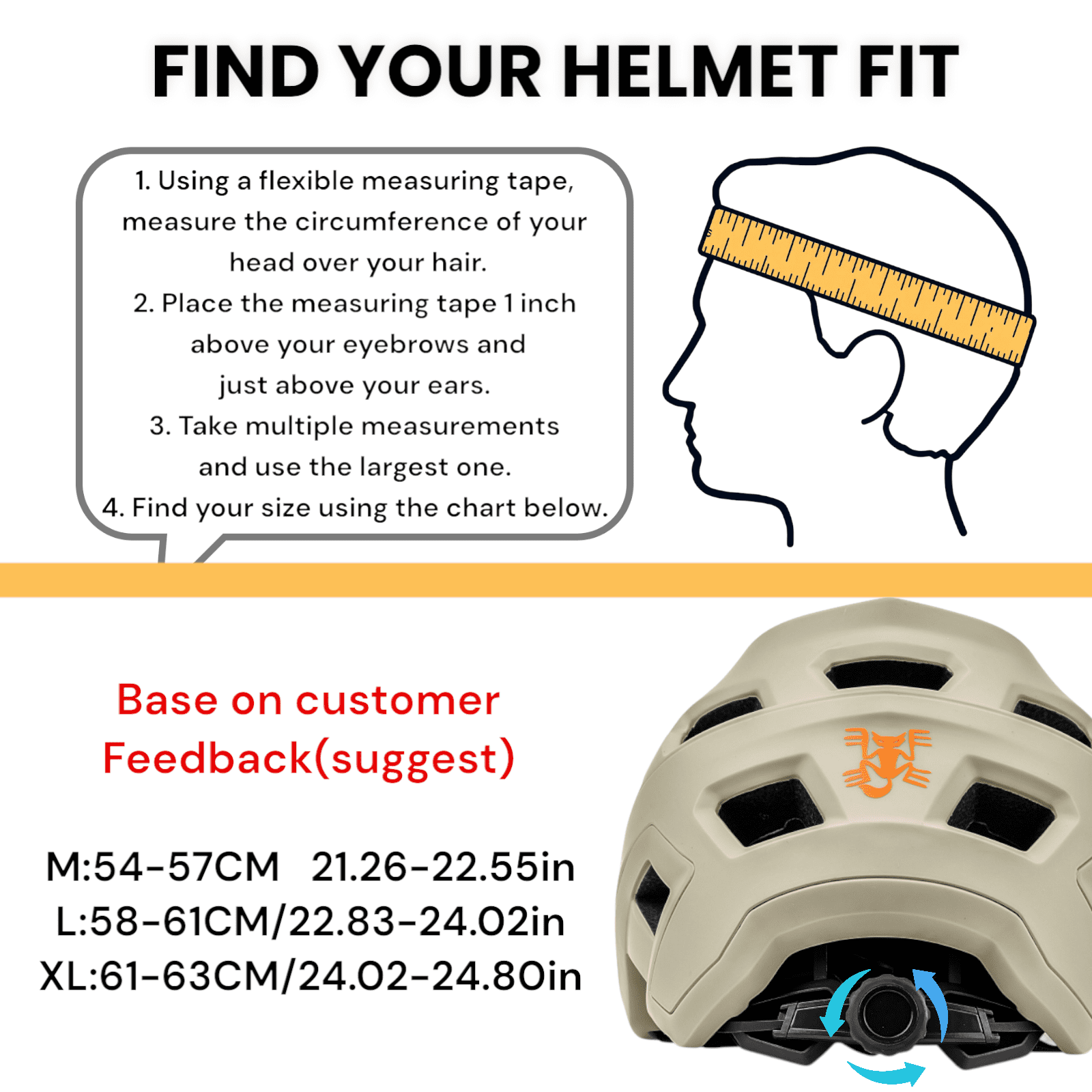 BATFOX MTB Helmet Bike Helmets for Men & Women | Enhanced Impact Protection, Comfortable & Adjustable Fit(khaki,M)