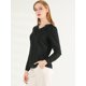 thumbnail image 4 of Allegra K Blusa De Gasa Elegante Casual Manga Larga Cuello V De Encaje Top Para Mujer Negro M Unique Bargains Blusa, 4 of 6