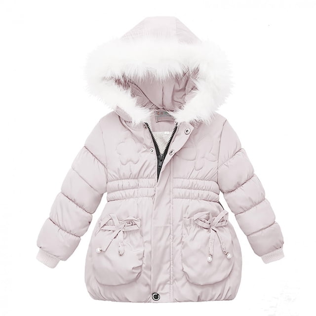 Regalos para Navidad Bidobibo - Abrigo de invierno cálido con capucha para niñas, traje de nieve acolchado de algodón grueso para niños pequeños, chaqueta cortavientos, parka, ropa de abrigo para 1 a