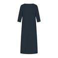 thumbnail image 5 of LYXSSBYX Summer Dresses for Women Women's Fashion Round Neck Loose Short Sleeve Solid Mid-Calf Dress Long Dress, 5 of 8
