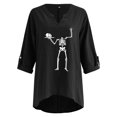 thumbnail image 5 of Camisa tipo cárdigan con cuello en V y botones y estampado informal para mujer, manga larga, para Halloween, 5 of 5