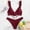 w93# Wine622, variant on Wuxian Two Piece Bikini Set For Women Solid Color Deep V-Neck Spaghetti Strap Ribbed Low Waist Switmsuit Bathing Suit Swimwears Tankinis Set Breathable Stylish Beachwear,Blue,L