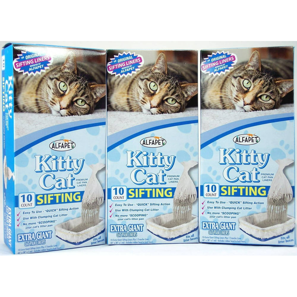 Alfapet Kitty Cat Sifting Litter Box Liners, 40" x 38", 30 Ct (3 Packs