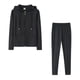thumbnail image 3 of Gibobby Conjunto de sudadera para mujer Conjunto de pantalones informales y top de manga larga con capucha y cremallera para mujer(Negro,G), 3 of 4