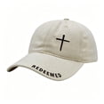 thumbnail image 2 of Men's Cross Embroidered Washed Baseball Cap Vintage Christian Adjustable Dad Hat, 2 of 3