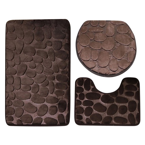 Kedshhgu Bath Mats For Bathroom - Bathroom Rugs Memory Foam Bath Mat Set 3 Pcs Bathroom Rugs Set Toilet Mats Soft Comfortable Water Absorption Nonslip Thick Machine Wash