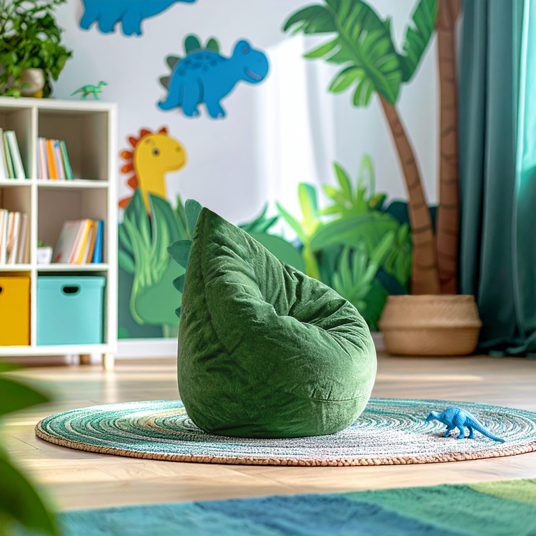 Mainstays Kids' Compressed Foam Chair – Green Dino Edition