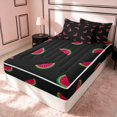 thumbnail image 3 of Erosebridal Kawaii Watermelon Zipper Queen Comforter Set with Fitted Sheet and 2 Pillowcases, Cartoon Fruit Zipper Bedding Set, Black Reversible, Black Watermelon, Black Reversible, 3 of 7