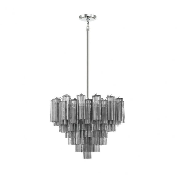 ADD-312-CH-SM Crystorama Lighting Addis - 12 Light Chandelier-21.5 Inches Tall and 26.75 Inches Wide-Polished Chrome Finish-Smoke Glass Color