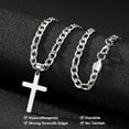 thumbnail image 3 of Turandoss Grandson Gifts NecklaceSilver Figaro Chain Cross Necklace for Men Necklaces Jewelry Grandson Gifts from Grandma Christian Fathers Day Birthday Graduation Gift for Men Him, 3 of 8