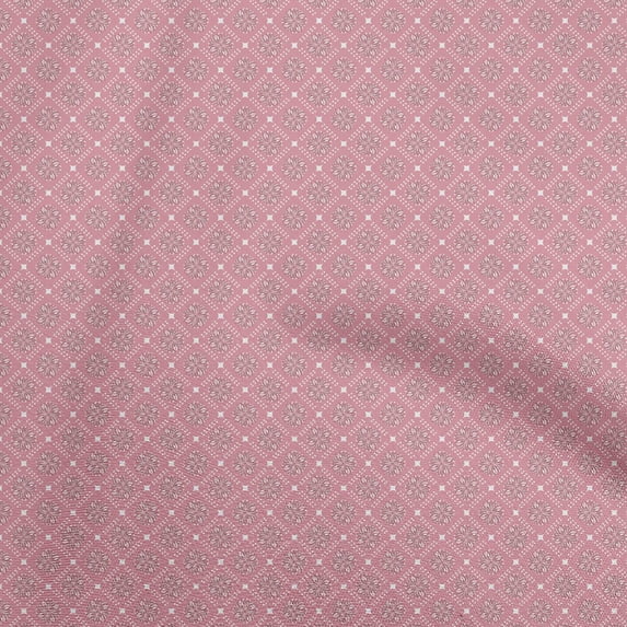 oneOone Cotton Jersey Light Pink Fabric Asian Floral Ornamental Dress Material Fabric Print Fabric By The Yard 58 Inch Wide
