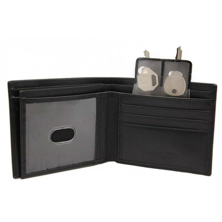 Thin RFID Leather Black Bifold Wallet for Men 3 Separate