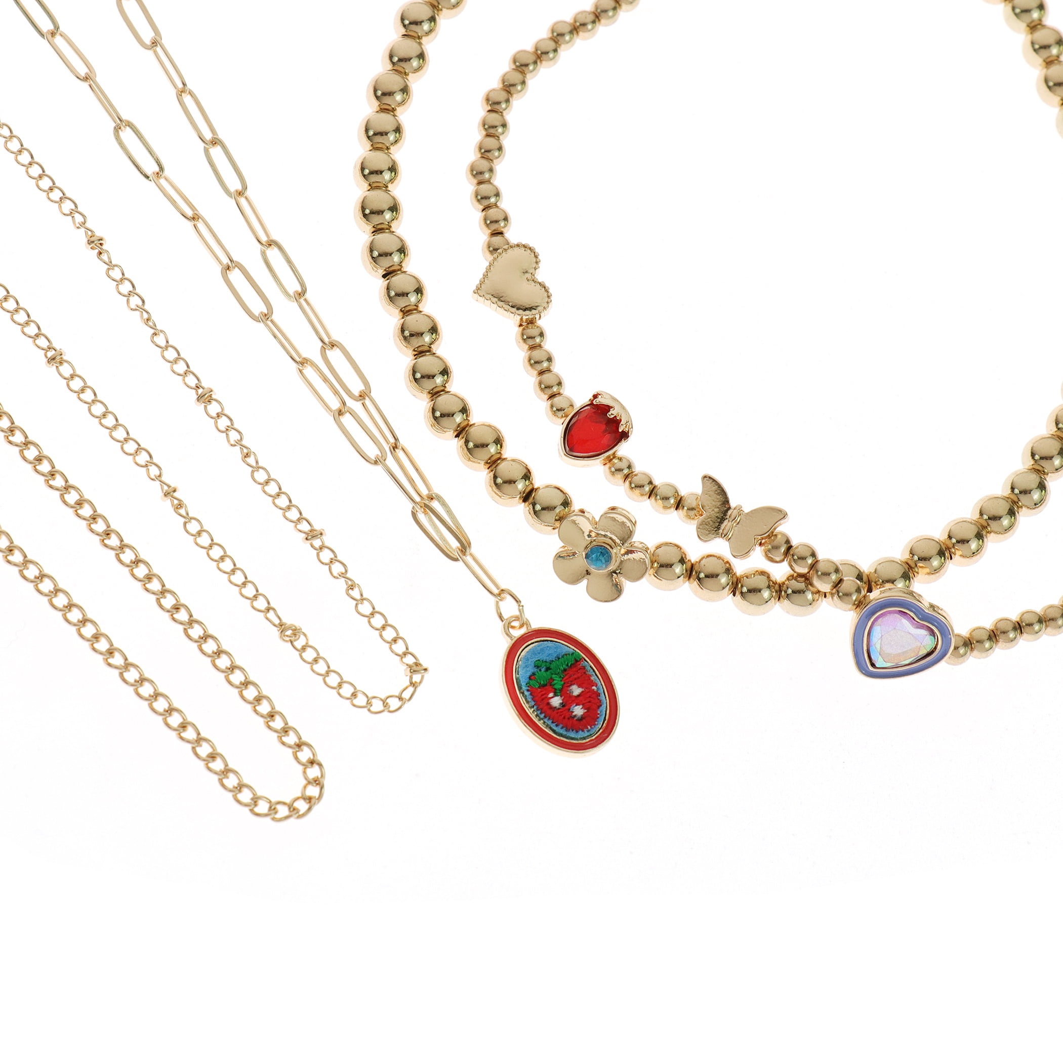 Wonder Nation 5 Pack Choker Set with Strawberry Charm (Girl's)