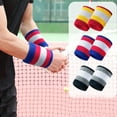 thumbnail image 1 of 1Pair Gym Fitness Wristband Stripe Pattern Basketball Hand Sports Wrist Support, 1 of 8