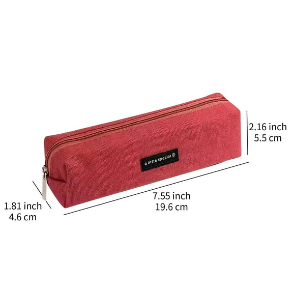 QVNFKO Canvas Pencil Pen Bag Slim Pencil Pouch Lovely Stationery Bag Portable Cosmetic Bag Zipper Organizer Bag Red