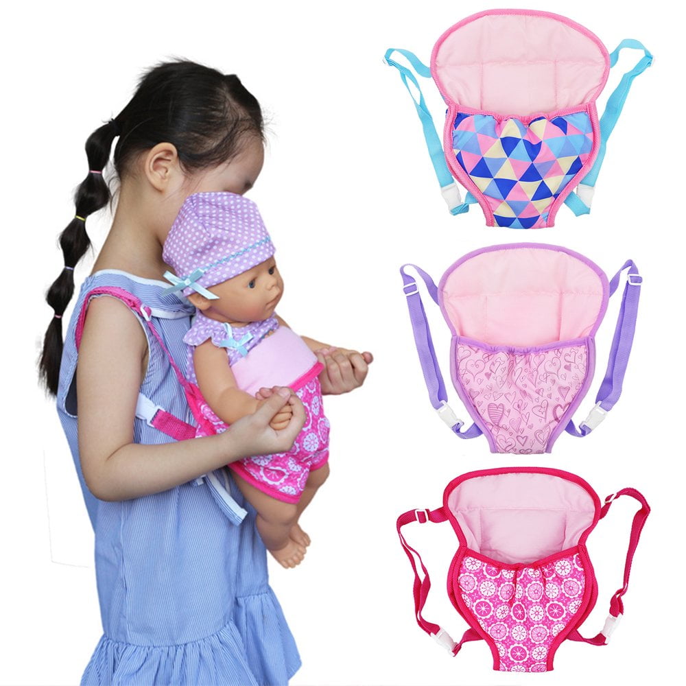 Doll Backpack Printing Doll Accessories Thick Baby Doll Carrier Backpack with Straps for 18 Inch Dolls