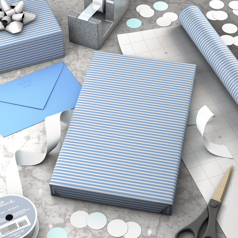 Hallmark Wrapping Paper Roll (Seersucker Light Blue Stripe) 20 Sq