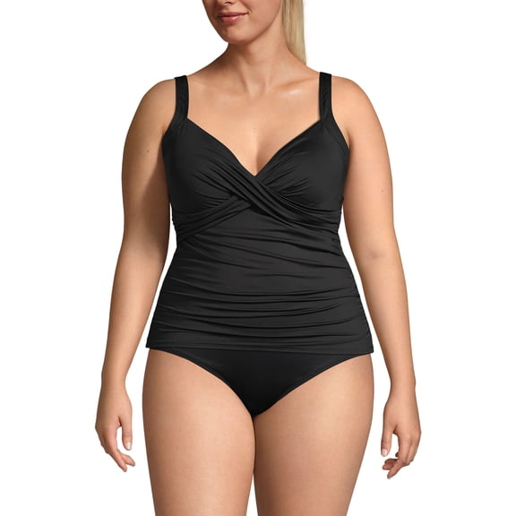 Lands' End Women's Plus Size Sweetheart Wrap Underwire Tankini Top
