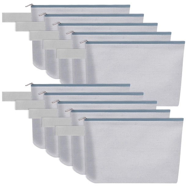 Bolsa de maquillaje de lona Sinzip 10 piezas con correa gris 31 x 19 x 7 cm