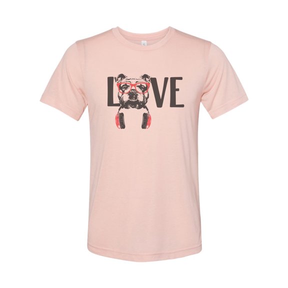 "English Bulldog Shirt, Love English Bulldog, Unisex, Soft Bella Canvas, Bulldog Owner, English Bulldog Mom, Dog Dad, Dog Mom, Fur Baby Tee, Peach, LARGE"
