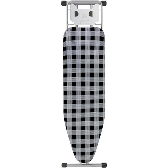 Ironing Board 13" X 43" W/Extra Thick Heavy Duty Padded Cover, Height Adjustable,Heat & Scorch Resistant Fabric, Anti-Skid Feet, Extra Wide, Easy to Fold Checkered Gray