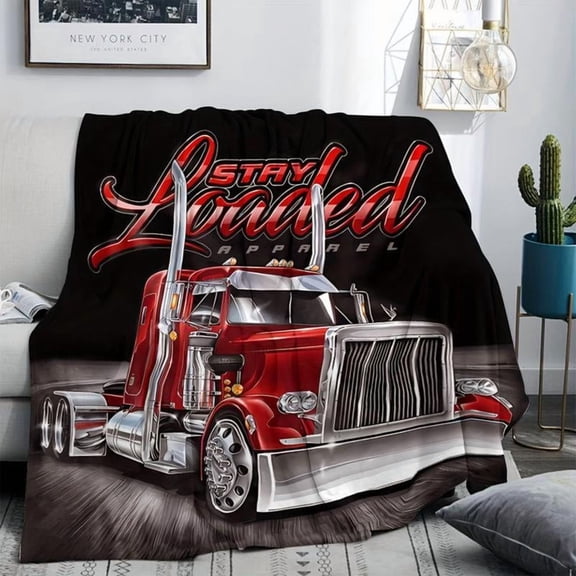 [60x50inch] [Vibrant Bazaar] Soft Funny Throw Blanket Themed For Truck Drivers Comfortable Creative Design,Perfect As A Gift For Logistics Truck Drivers A Cozy Blanket For Men Versatile For All Seaso