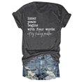 thumbnail image 1 of iTNHFP Womens Summer Clothes Women With Four Words Lettering Printed Right Shoulder Round Neck Short Sleeve T Shirt Top, 1 of 3