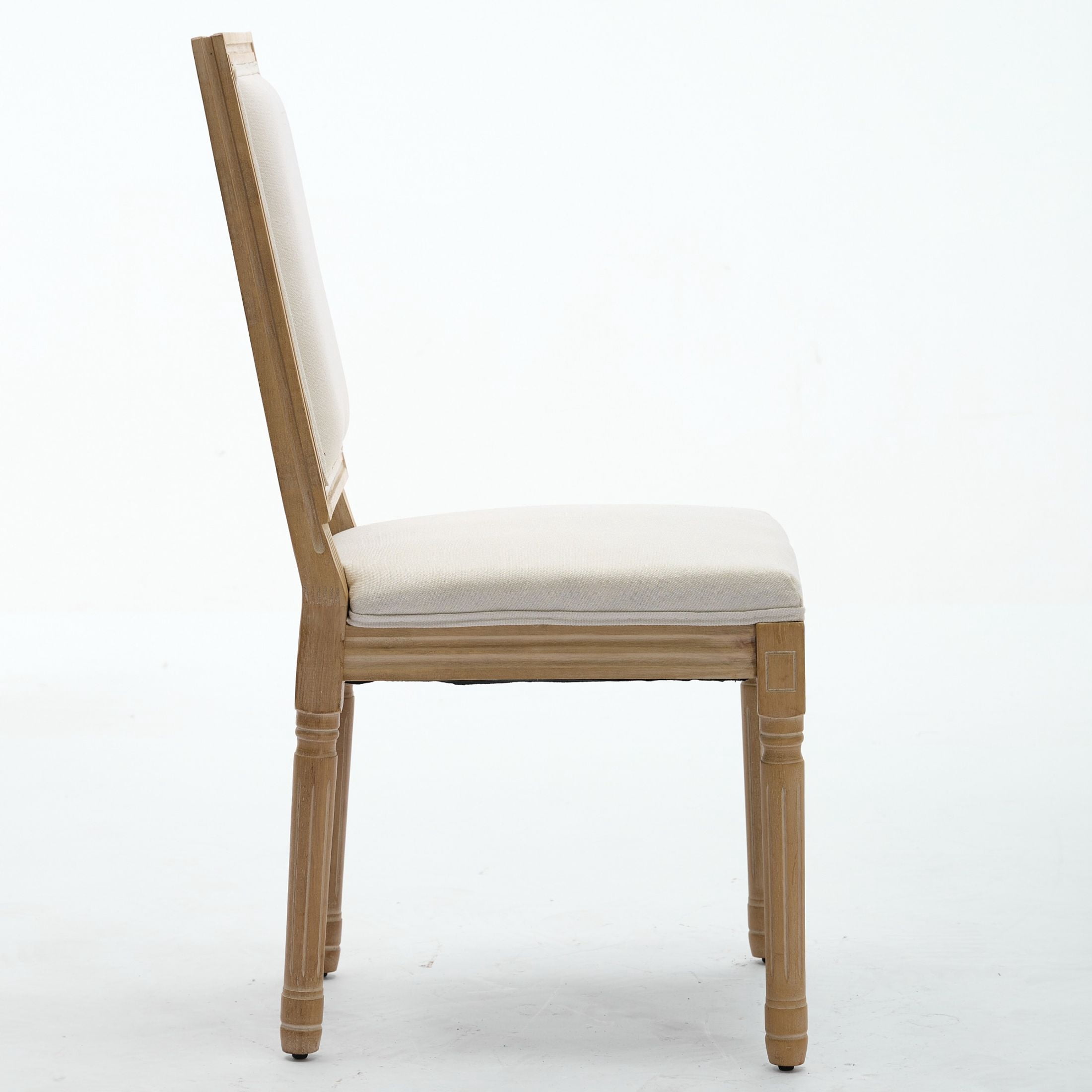 GDF Studio French Dining Chairs Set of 2 with Upholstered Backrest, Solid Rubberwood Frame, Beige