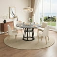 thumbnail image 3 of JoanKaren 47.2" Farmhouse Round Dining Table,Space Saving Wood Kitchen & Dining Room Circle Table Furniture with Storage and Metal Legs,Grey, 3 of 7