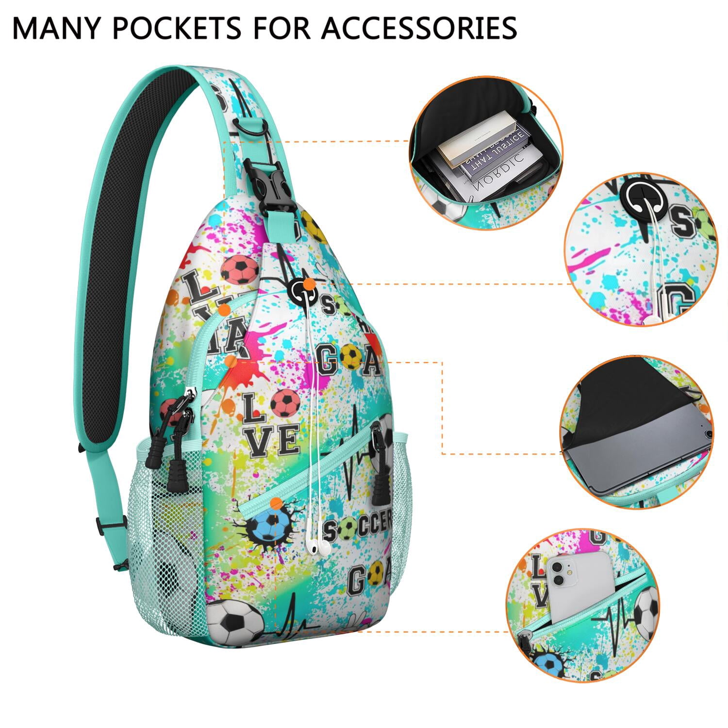 Teen Sports Sling Bag Shoulder Backpack with Softball Print, Mesh Sides Perfect Gift for Boys, Young Players