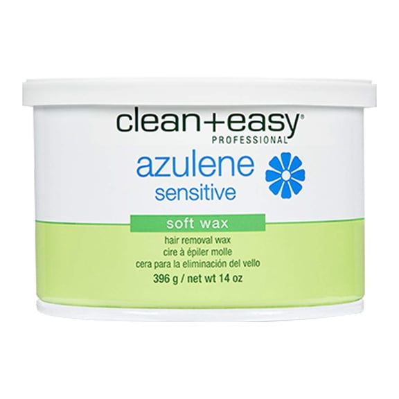 Clean   Easy Azulene Face and Body Wax, Hypoallergenic Soft Wax for Sensitive Skin Hair Removal, 14 Oz