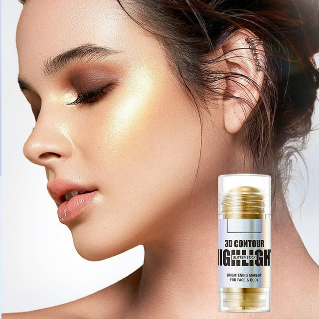Pisexur Belleza Maquillaje Barra iluminadora tridimensional con purpurina para contorno facial y maquillaje de contorno facial, 46 gpara mujeres y hombres