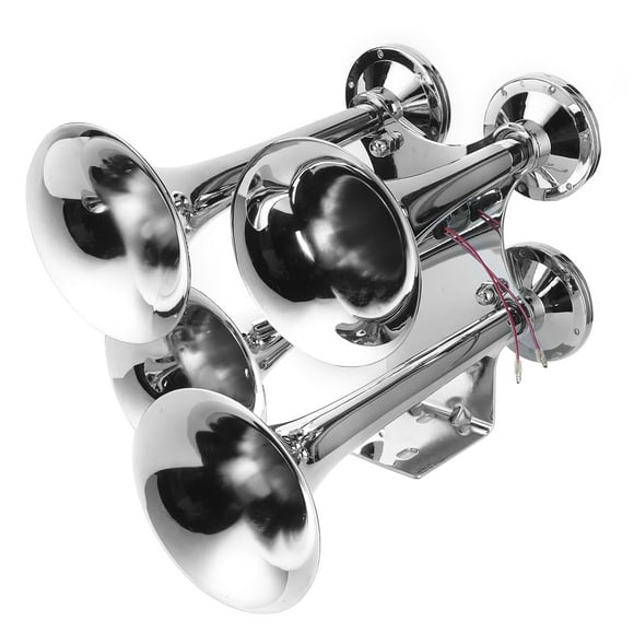 Air Horn Electric Air Horn 4 Trumpets Horn 145db Air Horn 12v/24v Horn Air Horn Electric 4 Trumpets 12V/24V 145dB Sound For Truck Car Yacht 160mm Dia