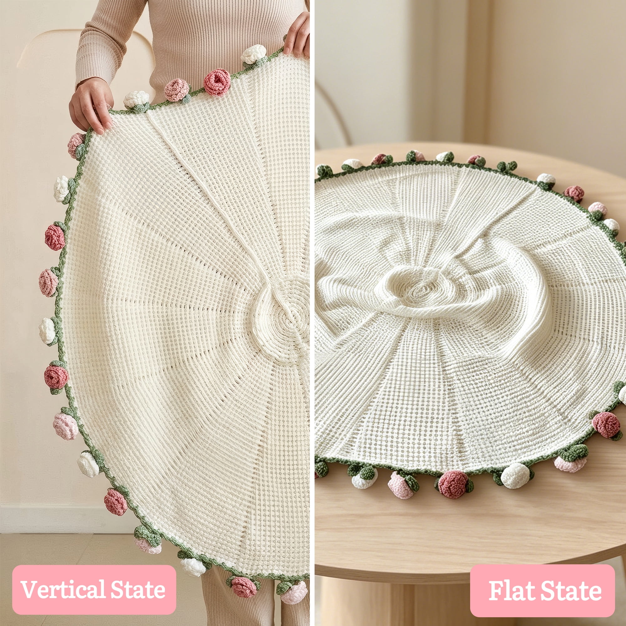 Hyindoor 38" Rose Flower Bouquet Blanket, Soft and Lightweight 3 Color Rose Knitted Throw Blankets Gifts for Birthday Wedding Mother's Day Valentine’s Day Christmas Home Decor