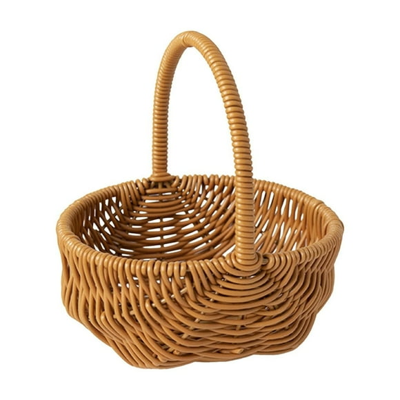 yulier Easter Basket with Handle, Woven Small Basket, Easter Decorations Eggs Candy Toy Storage Basket, Easter Gift Basket, Spring Flower Basket for Garden, Wedding Flower Girl Basket
