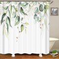 thumbnail image 4 of Sage Green Eucalyptus Shower Curtain, Watercolor Plant Leaf Shower Curtain Set, Botanical Shower Curtains for Bathroom, Waterproof Fabric with 12 Hooks, 72 x 72 Inches, 4 of 6