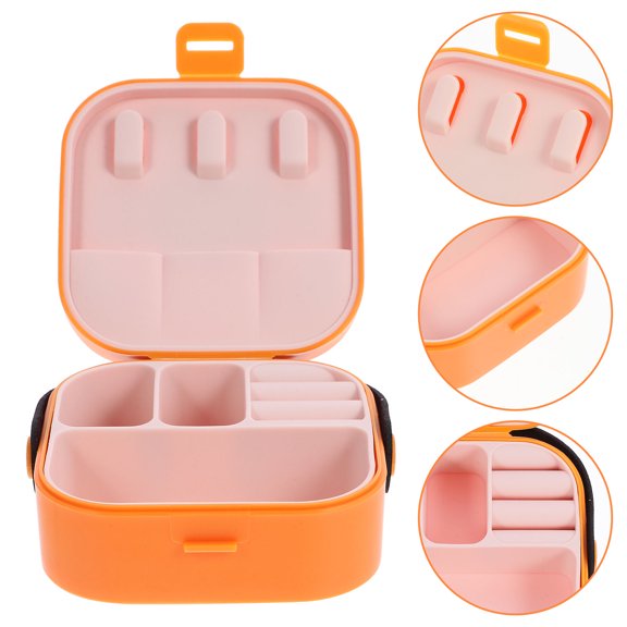 OULII Portable Orange Organizer Box Compact Travel Case for Necklace Earrings Storage