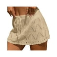 thumbnail image 2 of Michellecmm Women Crochet Cover Up Skirt Summer Drawstring High Waist Beach Coverups Knitted Mini Skirt, 2 of 4