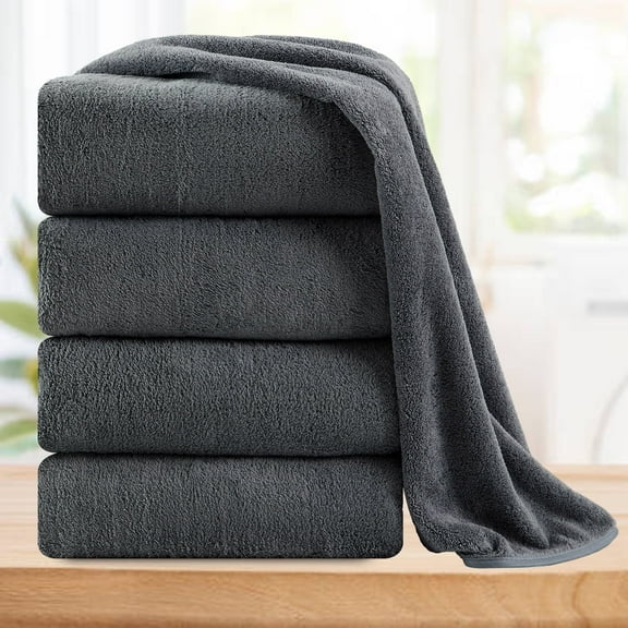 Smuge 4 Pack Oversized Bath Sheet Towels (35 x 70 in,Dark Gray) 700 GSM Ultra Soft Large Bath Towel Set Thick Cozy Quick Dry Bathroom Towels Hotel Luxurious Towels