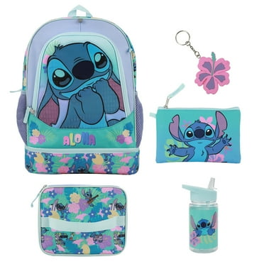 Disney Stitch Colorful Flower Print 5-Piece Backpack Set