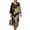 Black and Gold - Dragon Flower, variant on Leaf Printed Imitation Linen Womens Summer Maxi Dress Casual Loose Long Dresses 3/4 Sleeve Midi Dresses Lightweight Fashion Midi Maxi Dress, 3XL